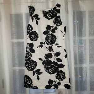ELIZA J 14 sleeveless black white sheath dress